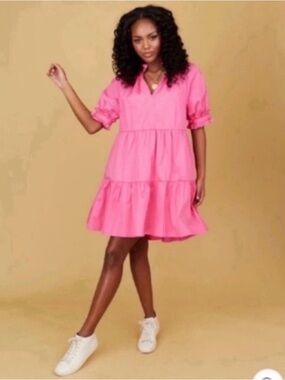 Crosby by Mollie Burch Dress Isabelle Tiered Mini in Lotus Petal Pink